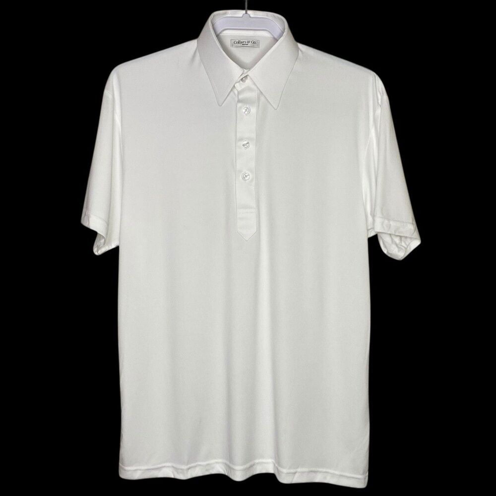 Collars & Co Polo Shirt Mens Medium White Point English Spread Dress Collar
